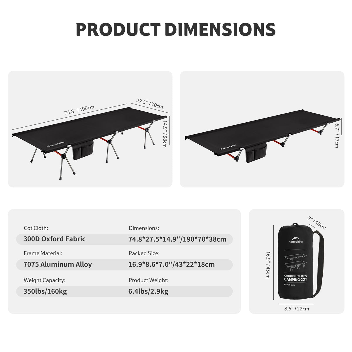ArmyWild™ XJC04 Folding Camping Cot