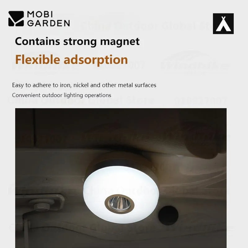 MOBI GARDEN Zero Peak Camp Lamp 8 Adjustable Light Modes Mini Lamp Magnetic Suction Waterproof Lantern Emergency Light With Hook Outdoor USB or Battery Type